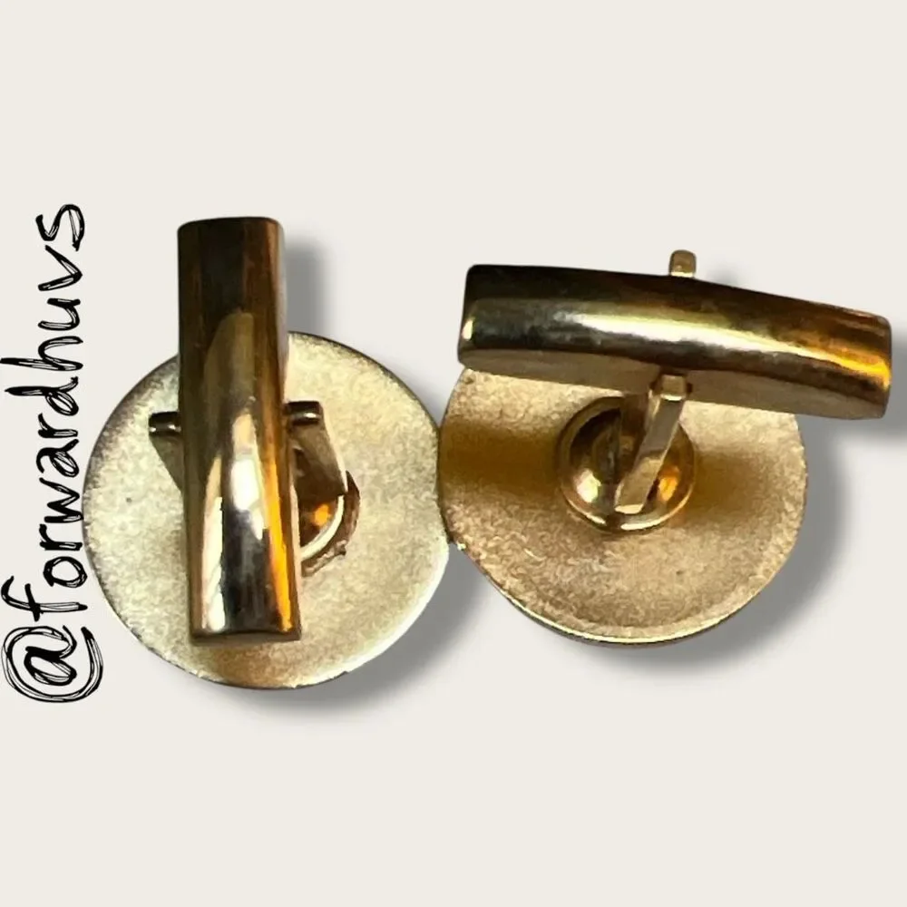 Gold Tone Cylinder Bar Cufflinks – Classic Unbranded Pair for Formalwear